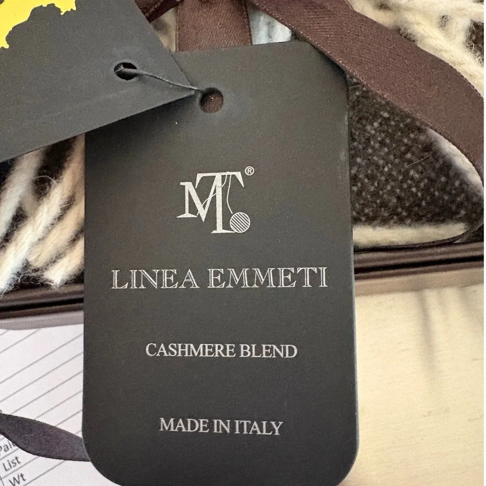 Linea Emmeti Brown Wool Cashmere Blend Scarf Made in Italy Fringed 12x71 NEW